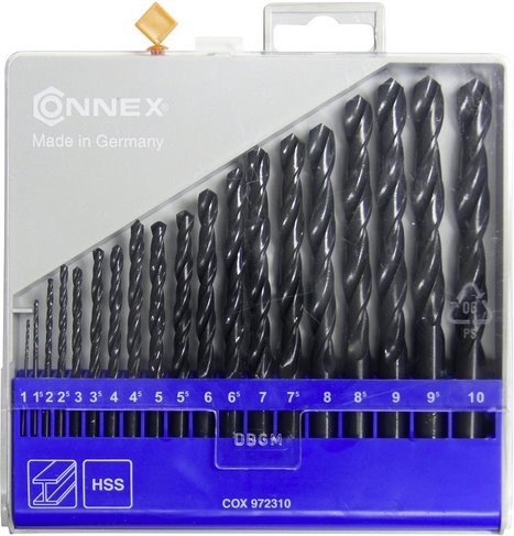 CONNEX Spiralbohrer-Set, Ø 1 – 10 mm, 19 - grau