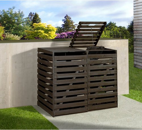 Mülltonnenbox »Mülltonnenbox 2«, aus Holz, 148x122x92cm (BxHxT), 480 Liter - grau