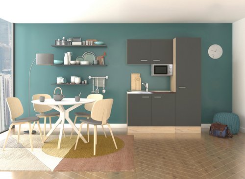 Flex-Well Singleküche »Morena«, mit E-Geräten, Gesamtbreite: 150 cm - grau