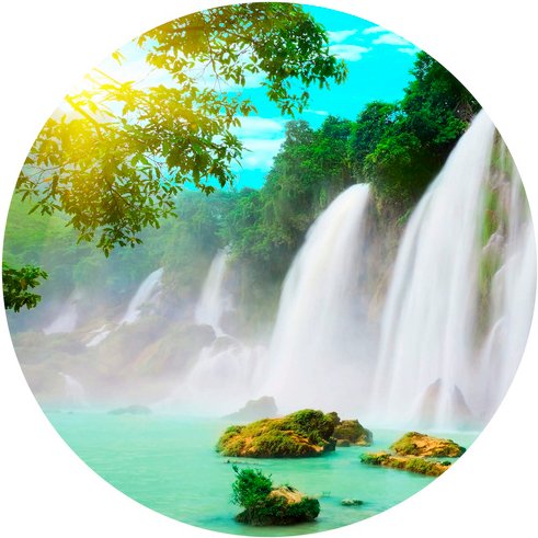 K&L Wall Art Vliestapete »Runde Vliestapete«, Blaue Lagune Wasserfall, mehrfarbig, matt - bunt