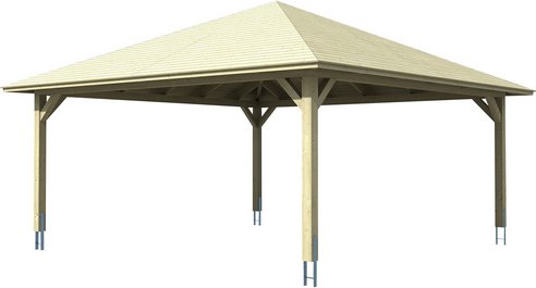 SKANHOLZ Carport »Taunus«, BxT: 634 x 634 cm, Firsthöhe: 380 cm, farbbehandelt - braun