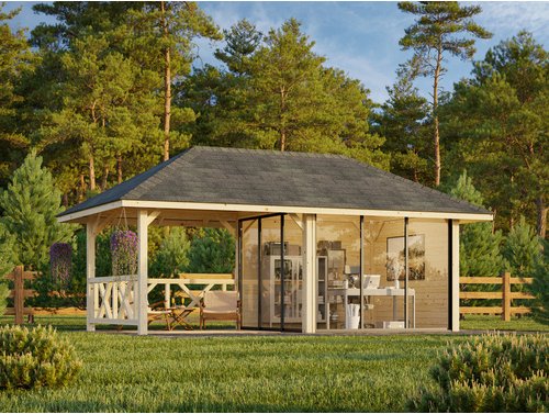 PALMAKO Pavillon »Bianca«, Aufstellmaße BxTxH: 672 x 384 x 319 cm, unbehandelt, Holz - braun