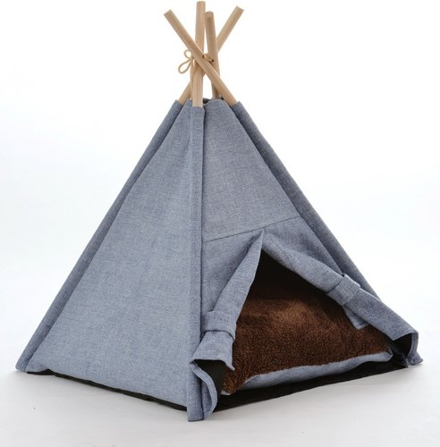 Thumbnail - SILVIO DESIGN Katzen-Tipi »Manapi«, für Katzen, Holz, bluejeans - blau
