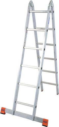 Thumbnail - KRAUSE Doppelleiter »MONTO TriMatic«, 12 Sprossen, Aluminium - silberfarben