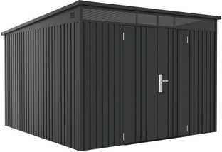 Mr. GARDENER Gerätehaus, Metall, BxHxT: 280 x 201 x 306 cm (Außenmaße inkl. Dachüberstand) - schwarz