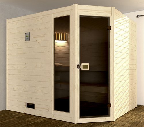 WEKA Ecksauna »Valida Eck 3«, BxHxT: 239 x 203,5 x 189 cm, mit Glastür - beige