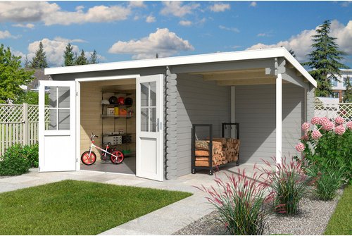 LASITA MAJA Gartenhaus »Tampa«, BxHxT: 302 x 210,9 x 319 cm (Außenmaße inkl. Dachüberstand), Holz - grau