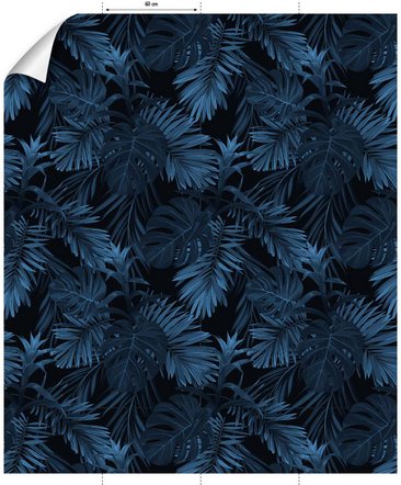 mySPOTTI Vliestapete »Rimba«, Blattmuster, blau/schwarz, matt
