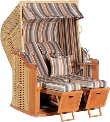 SUNNY SMART Strandkorb »Rustikal«, BxHxT: 125 x 160 x 90 cm, Halblieger, beige/natur