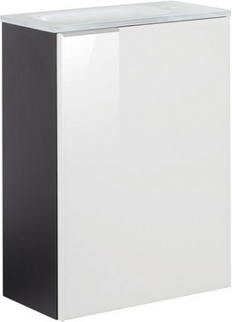 FACKELMANN Waschplatz-Set »SBC Gäste Bad«, 45cm rechts Anthrazit/Weiß Glas - weiss
