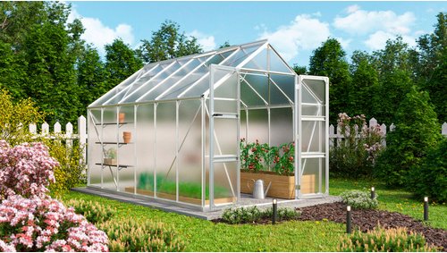 VITAVIA Gewächshaus »Domus 9900«, BxHxL: 257 x 246 x 387 cm - silberfarben