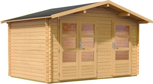 KARIBU Gartenhaus »Radur 0«, Holz, BxHxT: 387 x 247 x 253 cm (Außenmaße inkl. Dachüberstand) - beige