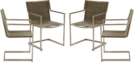 GARDEN PLEASURE Stuhl-Set »Sienna«, Freischwinger, 4er, Grau, Edelstahl, Kunststoff