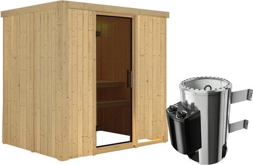 KARIBU Sauna »Kircholm«, inkl. 3.6 kW Saunaofen mit integrierter Steuerung, für 3 Personen - beige