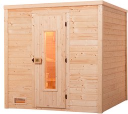 WEKA Massivholzsauna »BERGEN 1«, 6 Personen, inkl. 5,4 kW Ofen mit integrierter Steuerung - braun