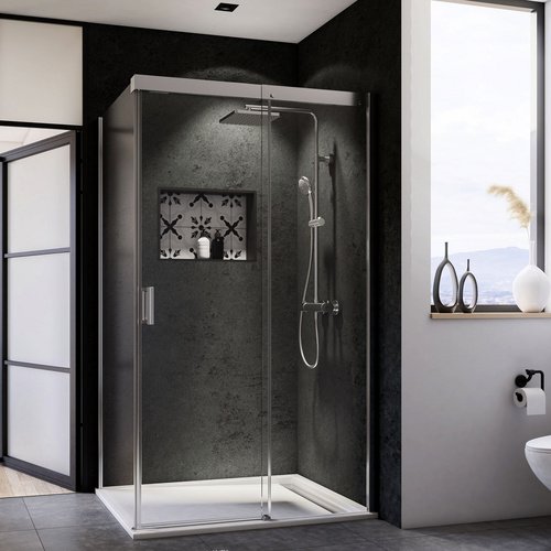 BREUER Schiebetür »Panorama«, Schiebetür, BxH: 160 x 200 cm - silberfarben