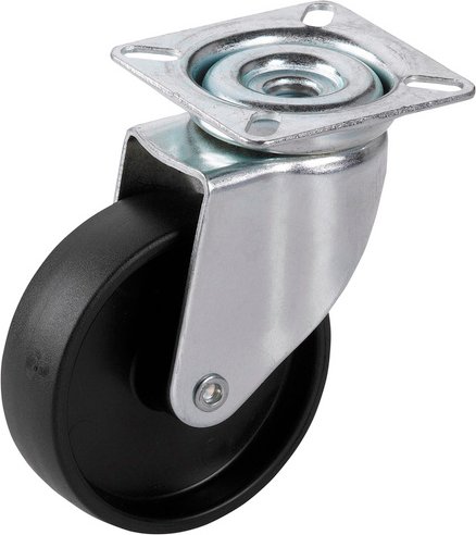DÖRNER+HELMER Lenkrolle mit Platte, Kunststoff, schwarz, mit Platte