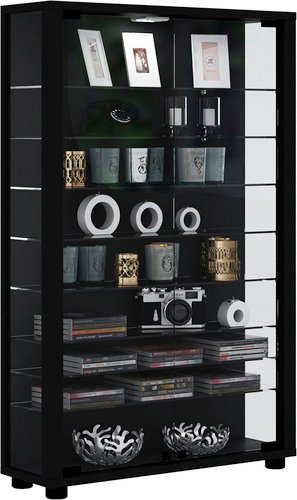 VCM Vitrine »Lumo Mini«, BxH: 59 x 90 cm, Holzwerkstoff/Glas - schwarz