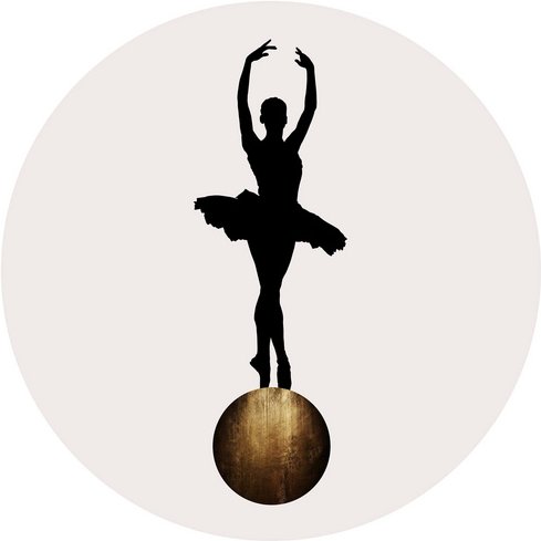 K&L Wall Art Vliestapete »Runde Vliestapete«, Kubistika Ballerina Vollmond, mehrfarbig, matt - bunt