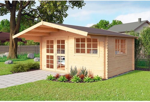 Mr. GARDENER Blockbohlenhaus »England 1«, Holz, BxHxT: 404 x 245 x 276 cm (Außenmaße inkl. Dachüberstand) - braun