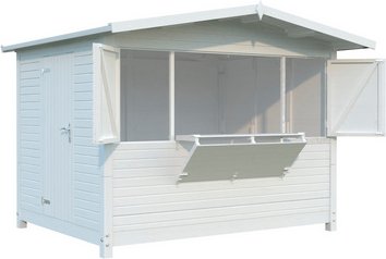 PALMAKO Marktstand »Marian«, Aufstellmaße BxTxH: 328 x 284 x 245 cm, lackiert, Holz - weiss