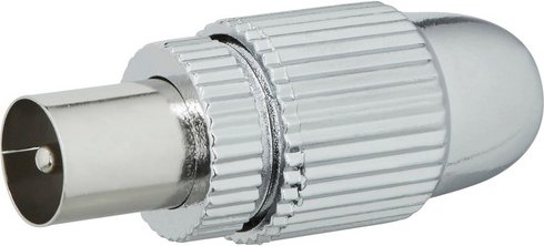 SCHWAIGER IEC-Stecker, Silber, Kunststoff, Koaxialkabel - silberfarben