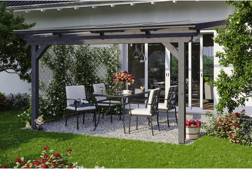 SKANHOLZ Terrassenüberdachung »Ancona«, Breite: 434 cm, Dach: Polycarbonat (PC), schiefer - grau