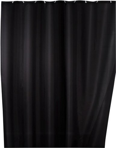 WENKO Duschvorhang »Anti-Schimmel«, BxH: 200 x 180 cm, Uni, schwarz
