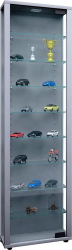 VCM Vitrine »Edana Maxi«, inkl. LED-Beleuchtung, BxH: 33 x 113 cm, Holzwerkstoff/Glas - silberfarben