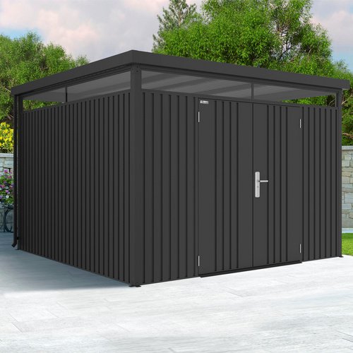 Mr. GARDENER Gartenhaus, Metall, BxHxT: 314 x 218 x 314 cm (Außenmaße) - grau