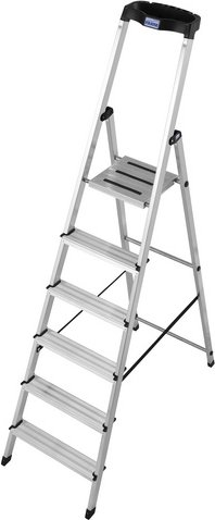 KRAUSE Stufen-Stehleiter »MONTO Safety«, 6 Sprossen, Aluminium - silberfarben