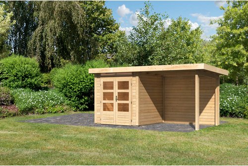 KARIBU Gartenhaus, Holz, BxHxT: 408 x 222 x 234,5 cm (Außenmaße inkl. Dachüberstand) - braun