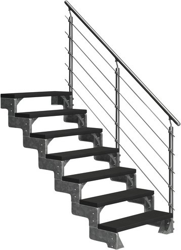 DOLLE Außentreppe »Gardentop«, 7 Vollstufen, anthrazit, 126 cm Geschosshöhe - grau