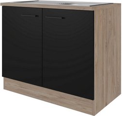 Flex-Well Küchenunterschrank »Capri«, melaminbeschichtete Spanplatte, Front mit Antifingerprint-Effekt - schwarz