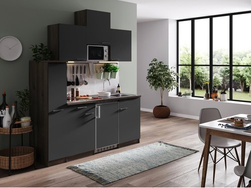 RESPEKTA Singleküche »Oliver«, mit E-Geräten, Gesamtbreite: 180 cm - grau