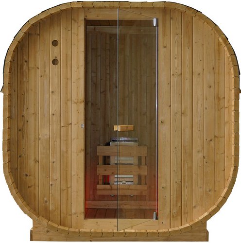 Canadian Spa Fasssauna »Canadian Spa«, Hybrid 184 x 120 x 194 cm, mit Infrarot-System & Aufguss-Ofen - braun