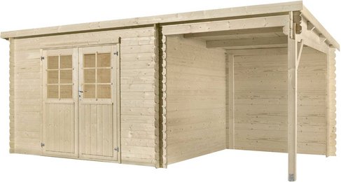 Mr. GARDENER Anbau für Blockbohlenhaus »Malta 2«, Holz - beige