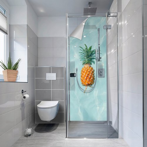 mySPOTTI Duschrückwand-Panel, fresh, Ananas, 210x100 cm - blau