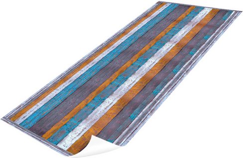 Thumbnail - mySPOTTI Vinyl Teppich »Morice«, BxL:255 cm x 65 cm, blau|weiß|orange