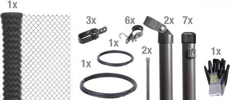 Gust. Alberts GmbH & Co. KG Set Maschendrahtzaun zum Einbetonieren, Breite: 1500cm, anthrazit-metallic - schwarz
