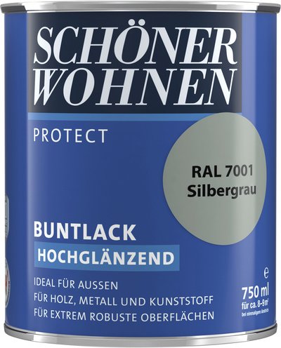 SCHÖNER WOHNEN FARBE Buntlack, silbergrau , hochglänzend