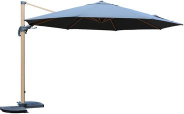 CASAYA Pendelschirm »Paros«, Ø 350 cm, UV80+, Aluminium, Holzoptik/anthrazit - grau