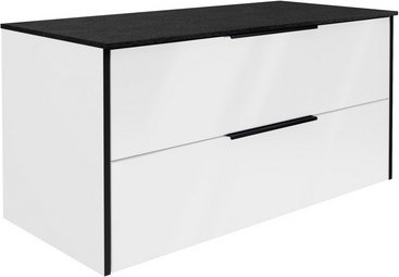 FACKELMANN Waschplatz-Set »Flair«, inkl. Platte Schieferoptik Schwarz, Weiss/Weiss, 1006 x 487 x465 mm