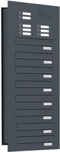 AL BRIEFKASTENSYSTEME Briefkasten, Parteien: 8, Mauerdurchwurf, BxHxT: 38,5 x 115 x 48,0 cm - grau