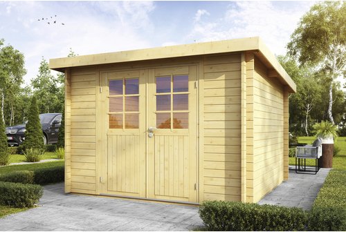 WOLFF FINNHAUS Gartenhaus »Pulti 34-B Typ 2«, Holz, BxHxT: 340 x 217 x 260 cm (Außenmaße inkl. Dachüberstand) - braun