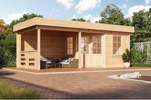 WOLFF FINNHAUS Gartenhaus »Gleda 5628 40«, BxT: 597 x 320 cm, 15,6 m², Fichtenholz - beige