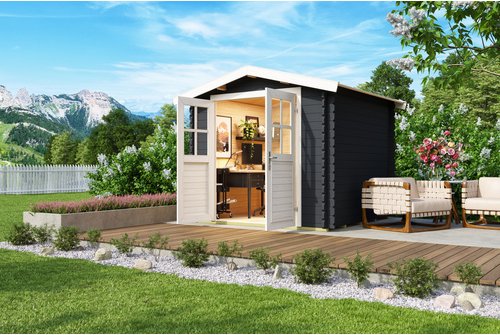 Mr. GARDENER Gartenhaus »Dänemark«, Holz, BxHxT: 271,3 x 222 x 260 cm (Außenmaße) - grau