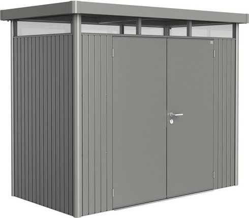 BIOHORT Gerätehaus »HighLine«, Stahl, BxHxT: 275 x 222 x 155 cm (Außenmaße inkl. Dachüberstand) - grau