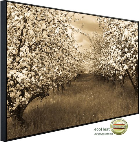papermoon Infrarotheizung »EcoHeat - Sepia Frühlingsobstgarten«, Matt-Effekt - bunt