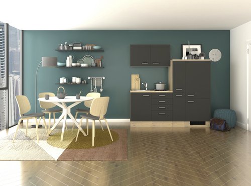 Flex-Well Singleküche »Morena«, mit E-Geräten, Gesamtbreite: 190 cm - grau